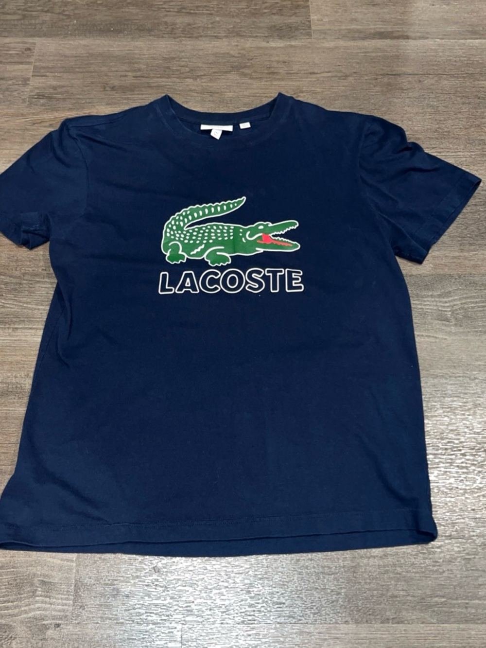 Lacoste Navy T-Shirt with Green Crocodile Graphic